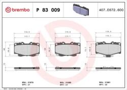 BREMBO fékbetét készlet, tárcsafék P83 009