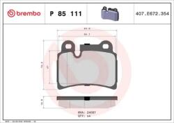 BREMBO fékbetét készlet, tárcsafék P85 111