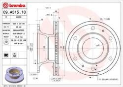 BREMBO Féktárcsa belső hűtés Ø330mm 09. A315.10