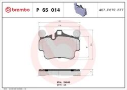 BREMBO fékbetét készlet, tárcsafék P65 014