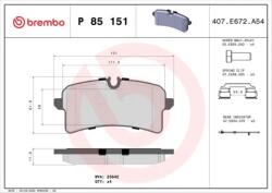 BREMBO fékbetét készlet, tárcsafék P85 151