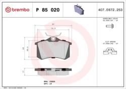 BREMBO fékbetét készlet, tárcsafék P85 020
