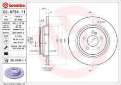 BREMBO Féktárcsa tömör Ø300mm 08. A734.11