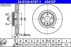 ATE Féktárcsa szellőző Ø356mm 24.0134-0107.1