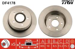 TRW Féktárcsa tömör Ø305mm DF4178