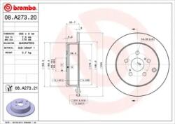 BREMBO Féktárcsa tömör Ø269mm 08. A273.21