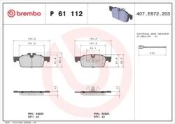 BREMBO fékbetét készlet, tárcsafék P61 112