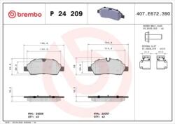 BREMBO fékbetét készlet, tárcsafék P24 209