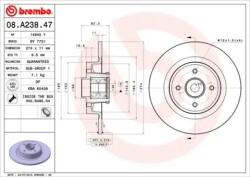 BREMBO Féktárcsa tömör Ø274mm 08. A238.47