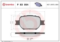 BREMBO fékbetét készlet, tárcsafék P83 054