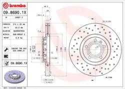 BREMBO fékkorong lyukasztás/belső hűtött Ø312mm 09.8690. 1X