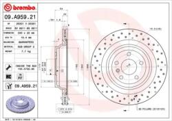 BREMBO fékkorong lyukasztás/belső hűtött Ø330mm 09. A959.21