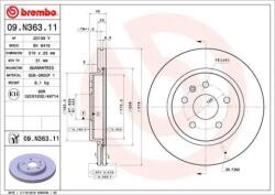 BREMBO Féktárcsa belső hűtés Ø315mm 09. N363.11