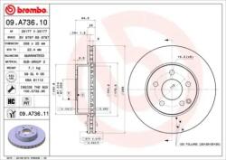 BREMBO Féktárcsa szellőző Ø288mm 09. A736.11