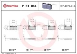 BREMBO fékbetét készlet, tárcsafék P61 064