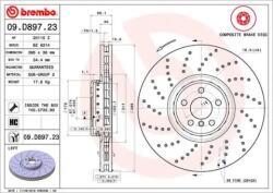 BREMBO fékkorong lyukasztás/belső hűtött Ø395mm 09. D897.23
