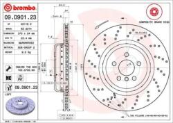 BREMBO fékkorong lyukasztás/belső hűtött Ø370mm 09. D901.23