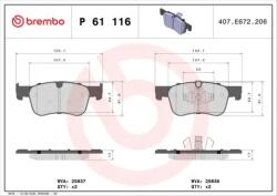 BREMBO fékbetét készlet, tárcsafék P61 116