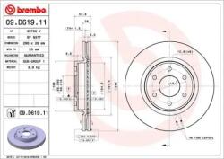 BREMBO Féktárcsa belső hűtéses Ø296mm 09. D619.11