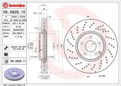 BREMBO fékkorong lyukasztás/belső hűtött Ø330mm 09. A828.11