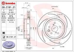 BREMBO Féktárcsa hornyolt Ø345mm 09. C181.21