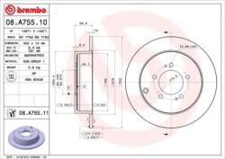 BREMBO Féktárcsa tömör Ø302mm 08. A755.11