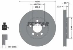 TEXTAR Féktárcsa szellőző Ø256mm 92082205