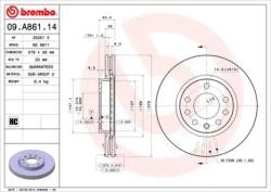 BREMBO Féktárcsa szellőző Ø278mm 09. A861.14