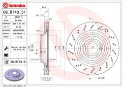 BREMBO féktárcsa perforált/belső hűtéses Ø320mm 09. B743.51