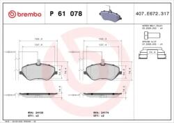 BREMBO fékbetét készlet, tárcsafék P61 078