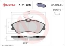 BREMBO fékbetét készlet, tárcsafék P61 069