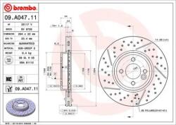 BREMBO Féktárcsa hornyolt/perforált Ø294mm 09. A047.11