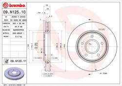 BREMBO Féktárcsa szellőző Ø302mm 09. N125.11