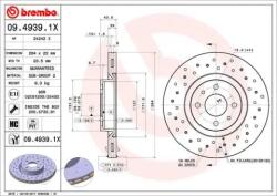 BREMBO fékkorong lyukasztás/belső hűtött Ø284 mm 09.4939. 1x