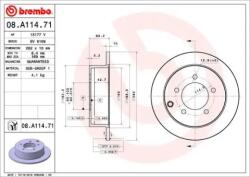 BREMBO Féktárcsa tömör Ø262mm 08. A114.71