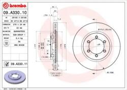 BREMBO Féktárcsa szellőző Ø278mm 09. A330.11