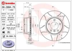 BREMBO Féktárcsa hornyolt Ø310mm 09. C894.75
