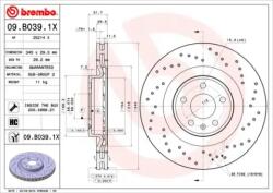 BREMBO féktárcsa perforált/belső hűtéses Ø345mm 09. B039.1X