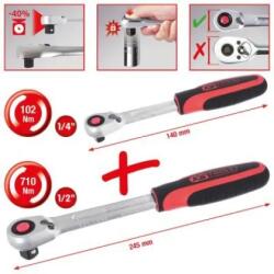 KS TOOLS - Slim POWER racsnis készlet 1/4"+1/2" 2db
