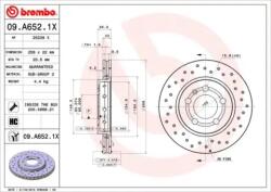 BREMBO féktárcsa perforált/belső hűtéses Ø256mm 09. A652.1X
