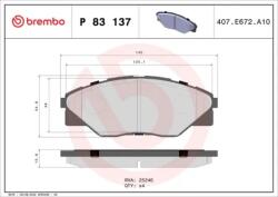 BREMBO fékbetét készlet, tárcsafék P83 137