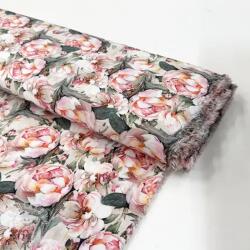  Viszkóz POPLIN STRETCH My flowers green digital print