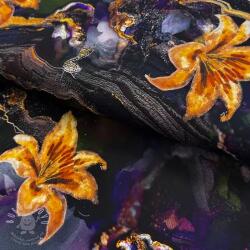  Formális és női anyagok PUNTA DI ROMA Flowers black digital print