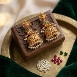  House of Posh Jhumka fülbevaló, aranyozott, rubin, indiai, bohó