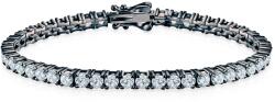 SAVICKI Brățară tennis argint negru cu moissanite albe 3, 4 mm 18 cm