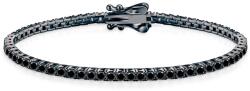 SAVICKI Brățară tennis din argint negru cu moissanite negre 2, 2 mm 16 cm