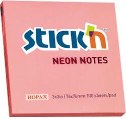 Hopax Notes autoadeziv 76 x 76 mm, 100 file, Stick'n - corai neon (HO-21166)
