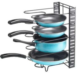 EMC ONSHOP Organizator reglabil EMC ONSHOP® pentru oale, tigăi și capace, suport metalic cu 5 rafturi/niveluri, pentru dulap sau blat de bucătărie, Negru (BM-2-119) Raft
