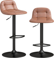 HOMCOM Set de 2 Taburete de Bar din Piele PU, Retro-Industrial, Înălțime Reglabilă, Pivotant 360°, 40x41, 5x76-98cm, Maro Închis | Aosom Romania (83A-597V00DR)