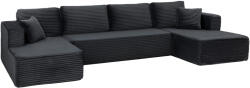 HOMCOM Canapea modulară în U cu 2 chaiselongue, canapea extensibilă tip cord cu spumă de înaltă densitate și șezut cu arcuri, Gri închis | Aosom Romania (83B-968V00CG) Canapea